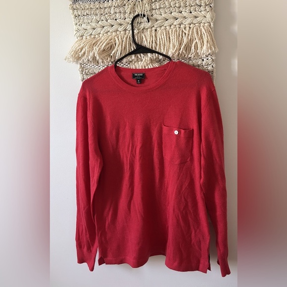 Todd Snyder Cashmere Pocket Tee Crewneck Sweater Size Medium Red Orange - Picture 1 of 5